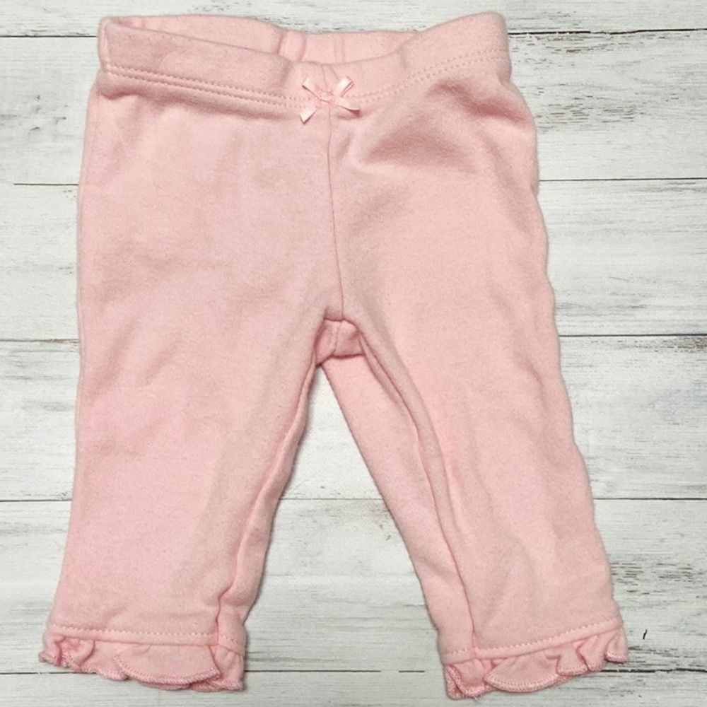 🍭6/$30 Carter’s cotton pale pink ruffle bottom bow legging pants - newborn / nb